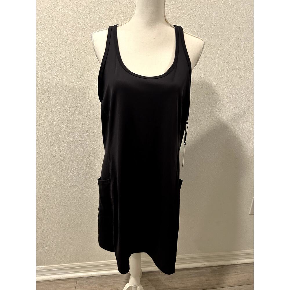Calvin Klein Performance Womens Black Dress Tennis Workout Stretch Racerback L